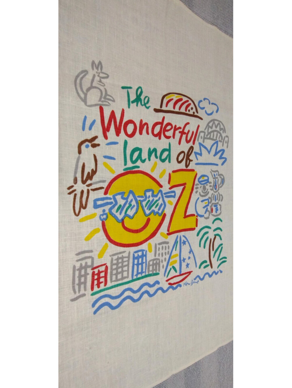 RARE KEN DONE Silkscreen Linen The Wonderful LAND OF OZ 80s EXCELLENT FRAMEABLE